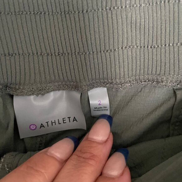Athleta Womens Green Jogger Pants Size 2 With Zipper Pockets & Elastic Waistband - Picture 3 of 4